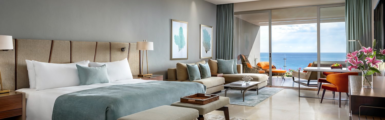 A large bedroom with a view of the ocean, Grand Velas Los Cabos, San Lucas, Mexico