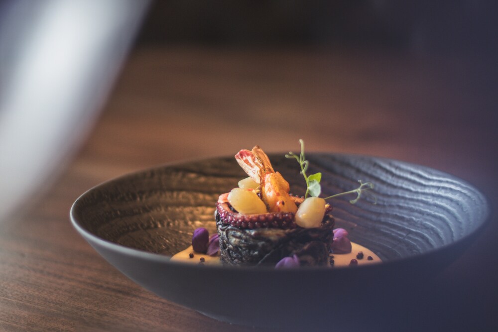 A plate of food on a table