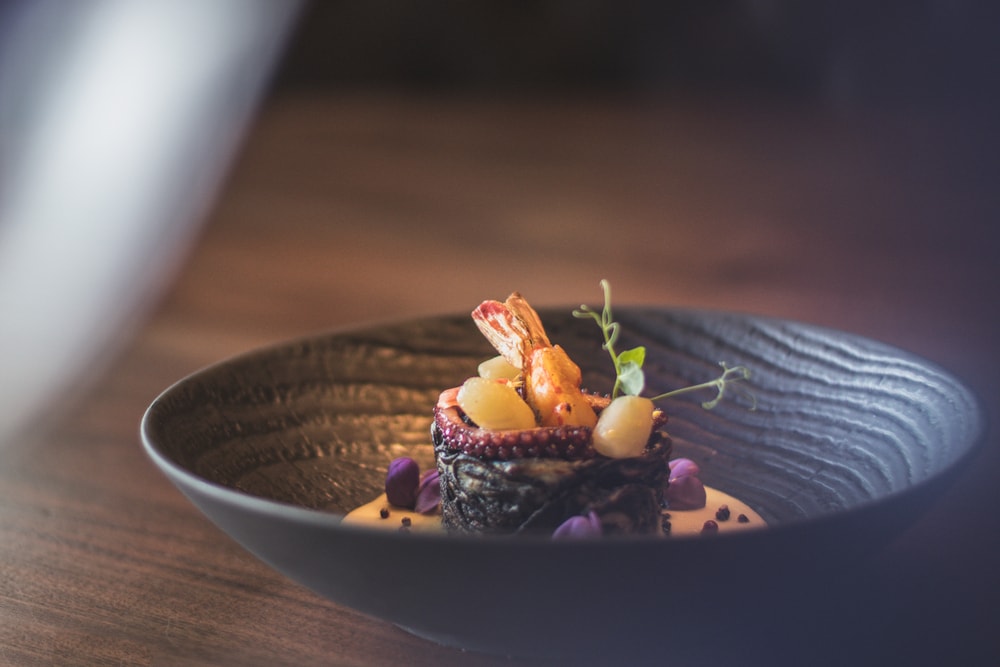 A plate of food on a table