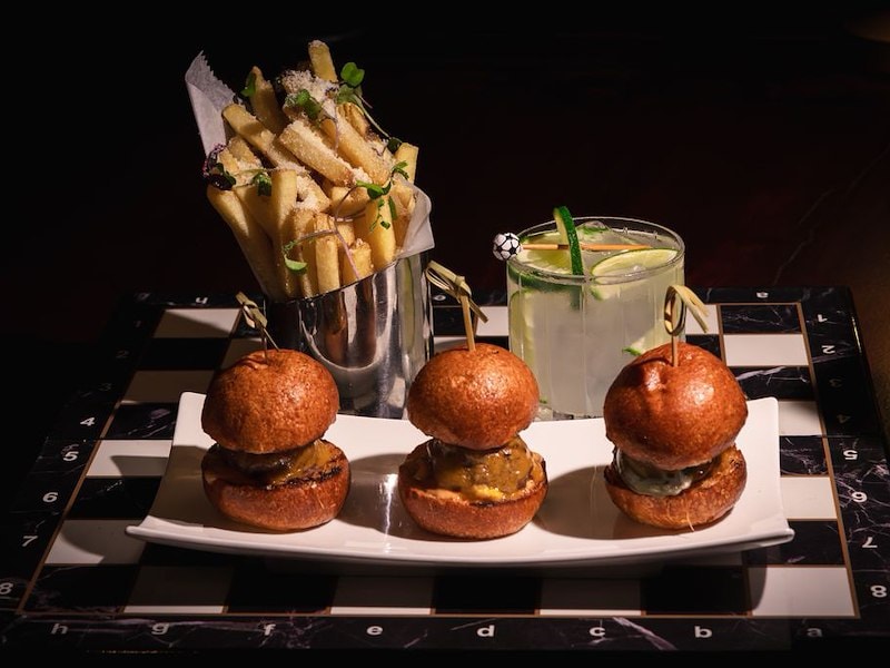A plate of burgers and fries