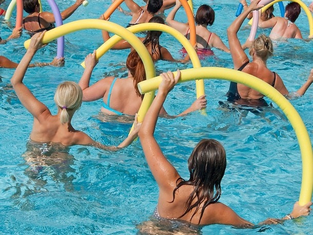 Outdoor pool having fun in Algarve