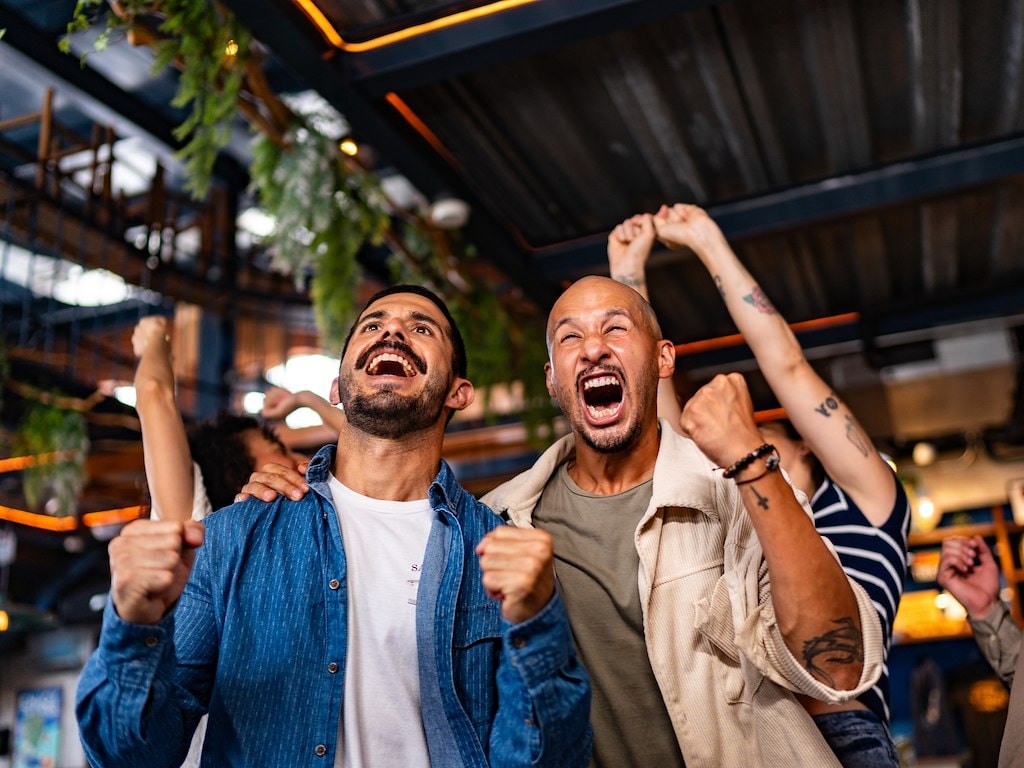 A group of people celebrating