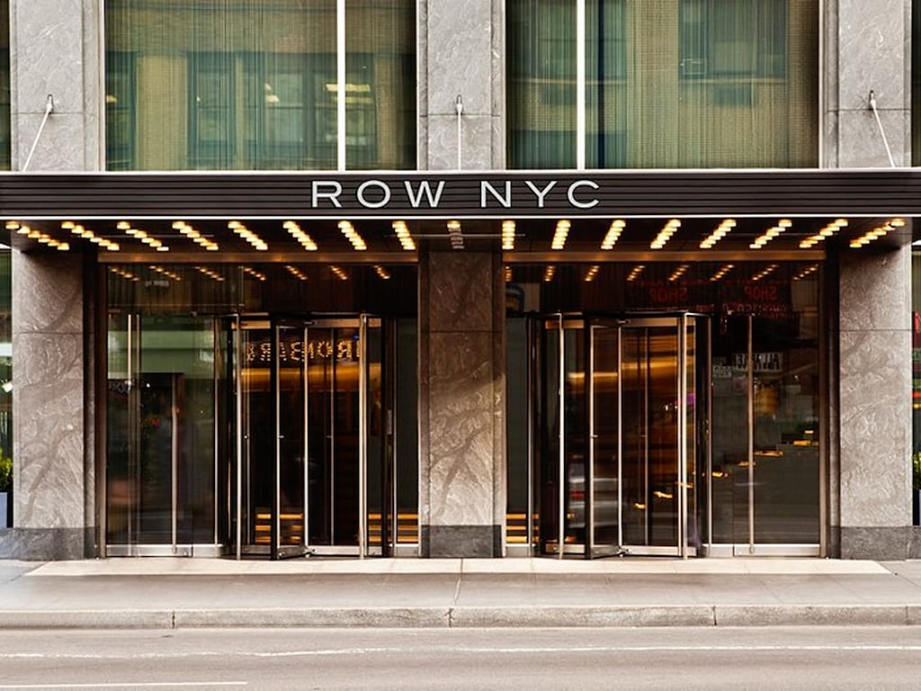 A building with glass doors