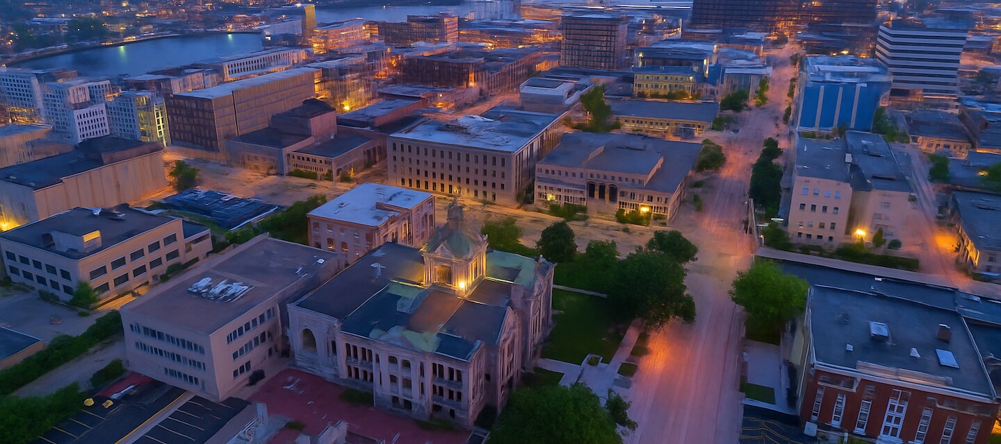 Panoramic aerial view of Green Bay, Wisconsin