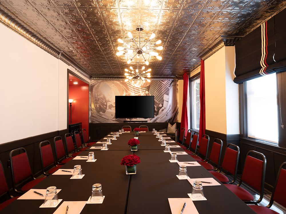 Meeting room with elegant decor and modern amenities in Hotel Triton Union Square San Francisco
