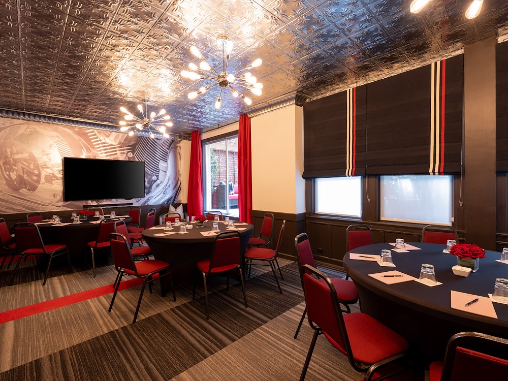 The meeting room and features modern decor and stylish seating in Hotel Triton Union Square San Francisco