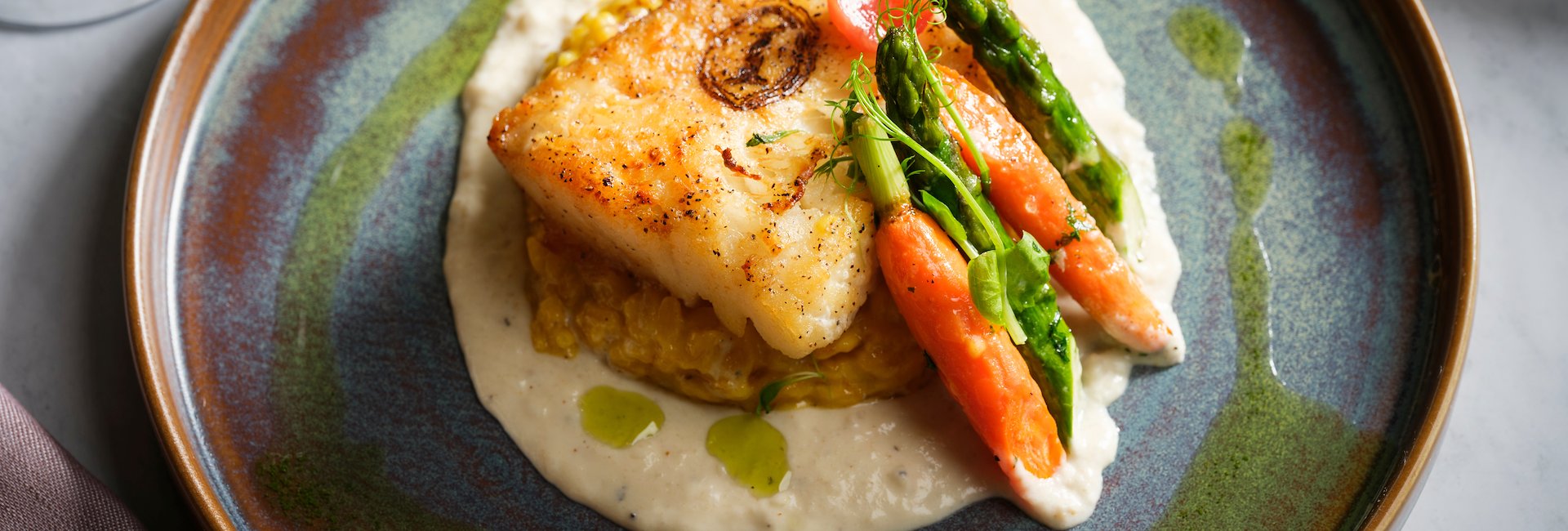 Seared Halibut Fillet at Ayla Restaurant, Houston, Texas