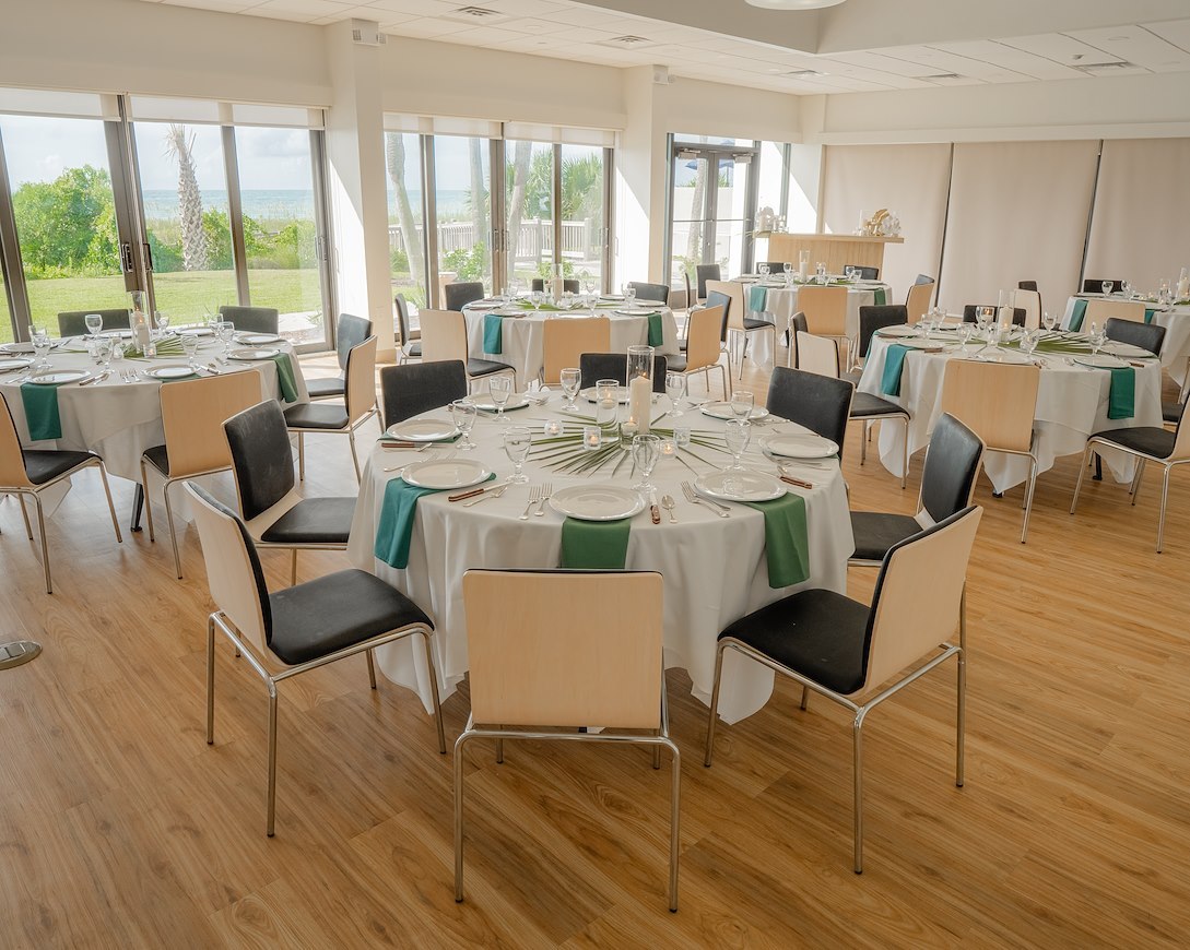 Wedding reception dinner venue with plenty of natural lighting