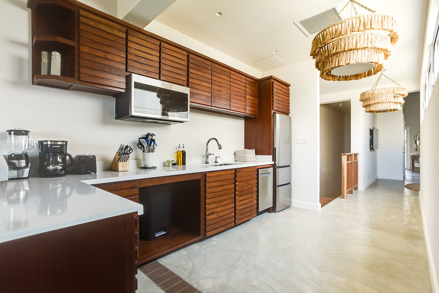Full kitchen inside a One Bedroom Beachfront Villa in Placencia, Belize