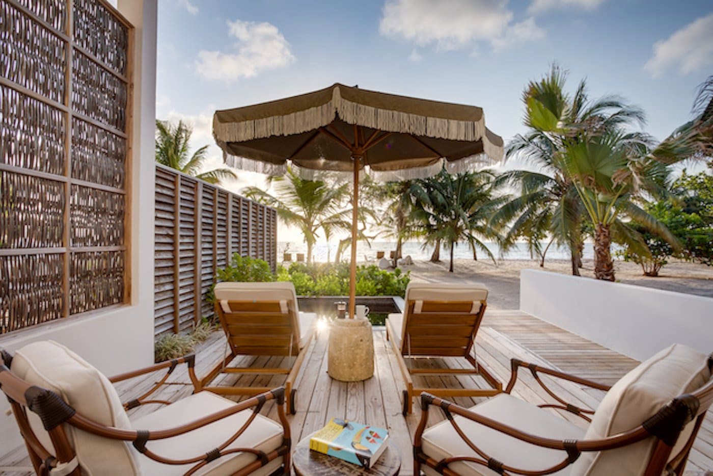 Caribbean Sea views from the beach villas at Itz'ana Resort, Placencia, Belize