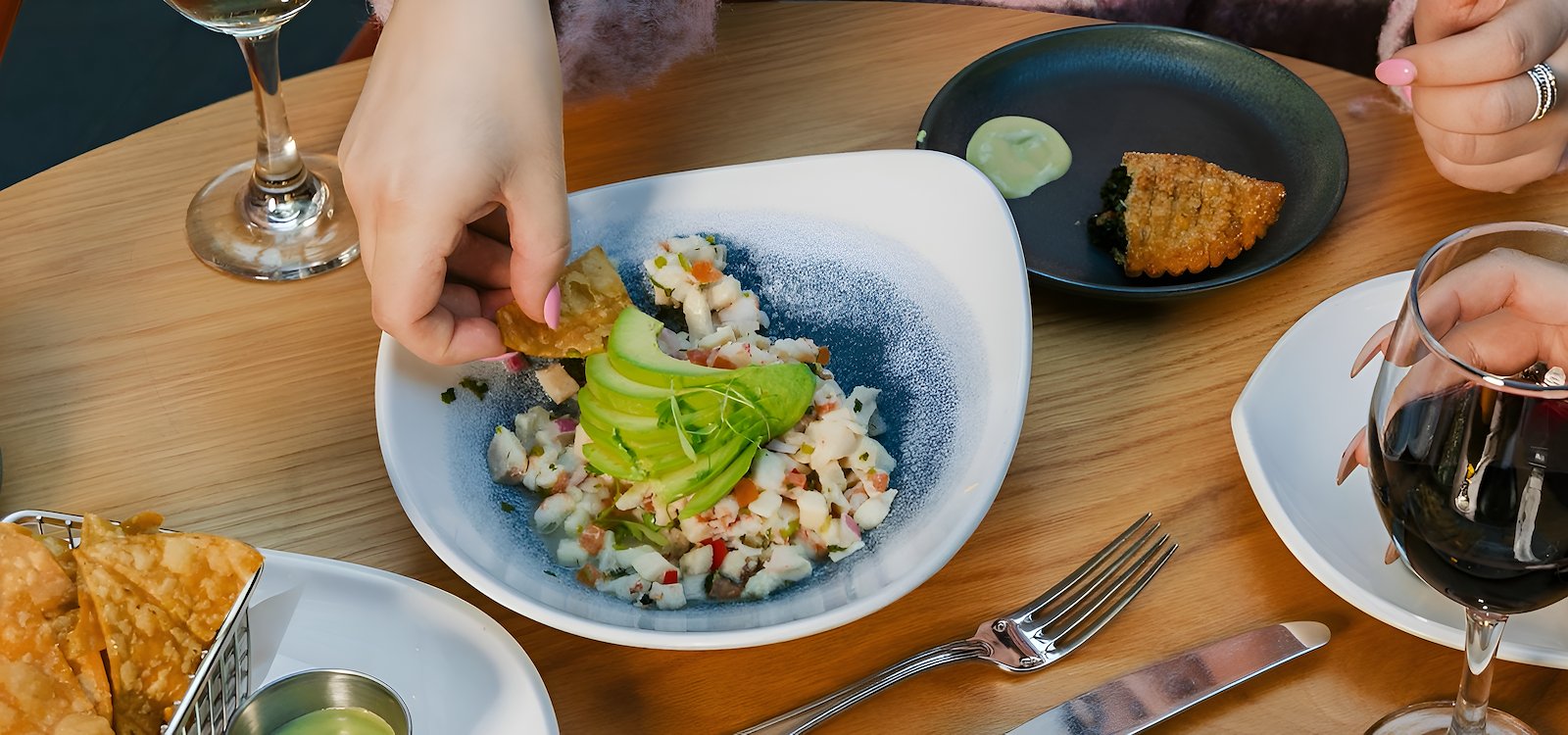 Enjoying Vibrant Ceviche At Boleo In Chicago Il With Cocktails And Snacks