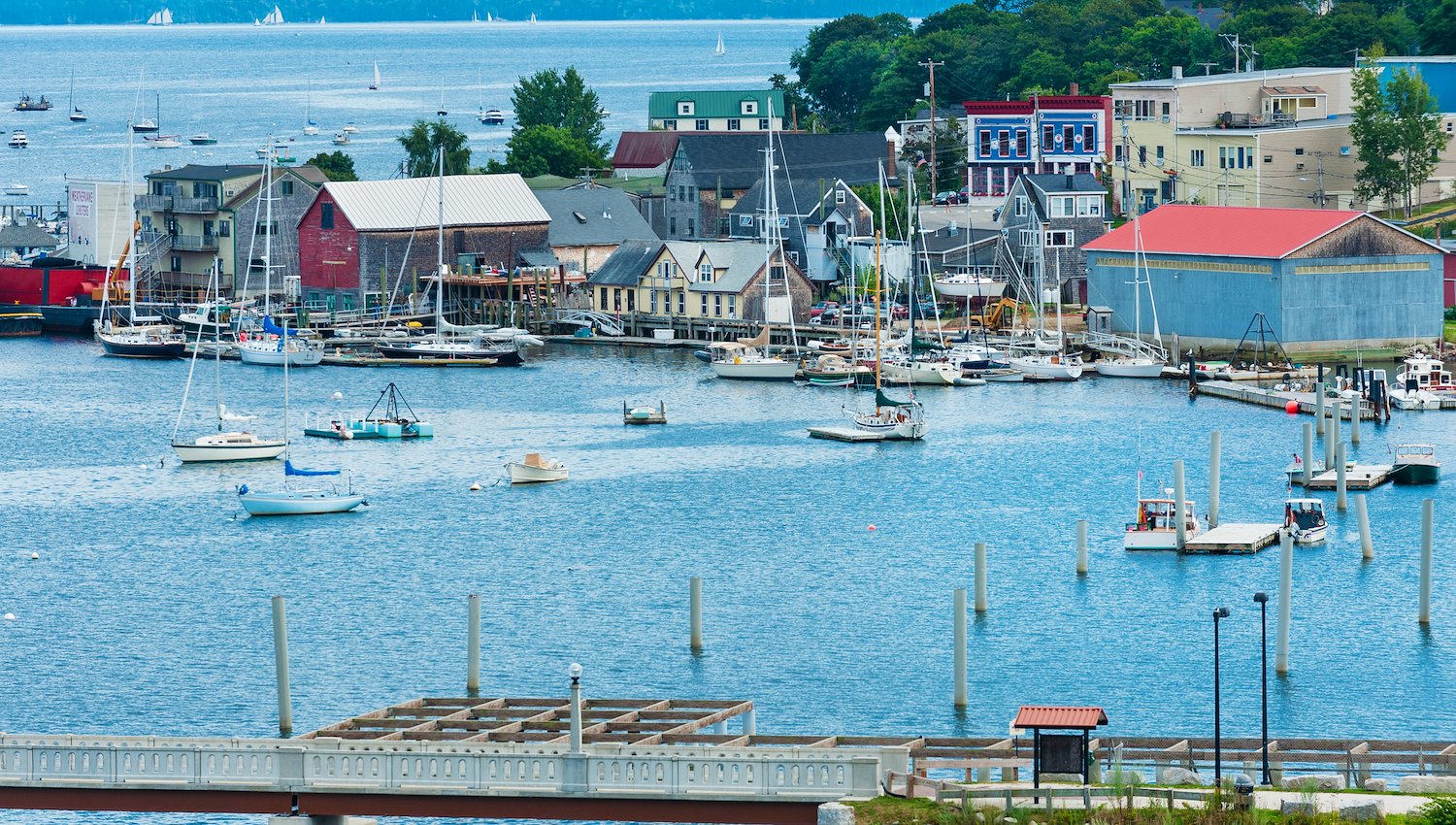 Historic seaport and harbor town of Belfast on the Atlantic coast of Maine