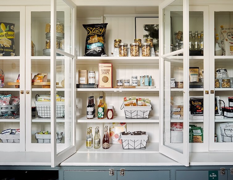 Blind Tiger Snack pantry stocked with chips, nuts, cookies, drinks and other refreshments for guests