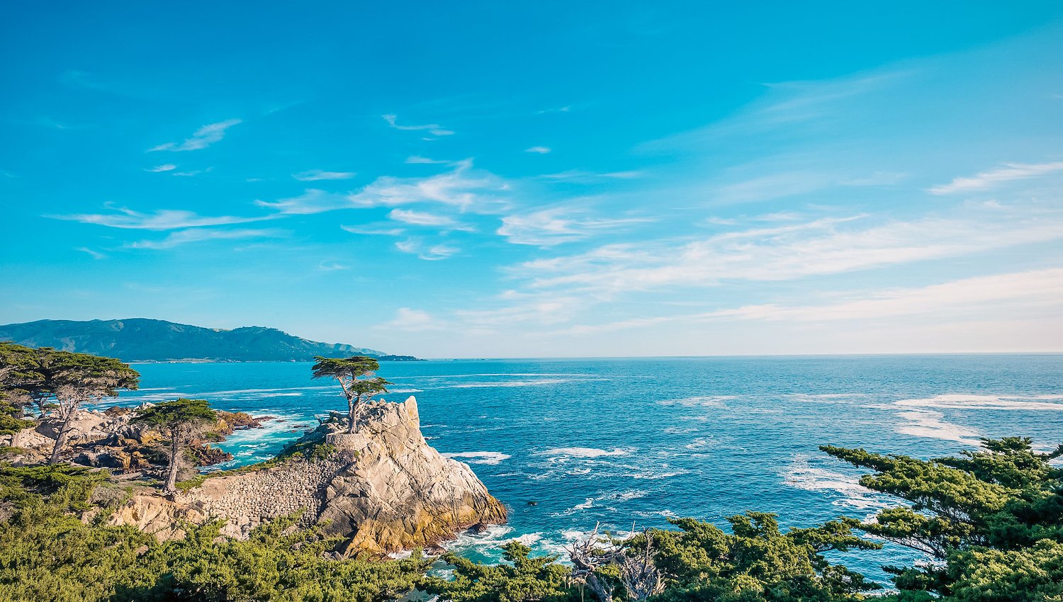 California's Central Coast Beach and Monterey Cypress View