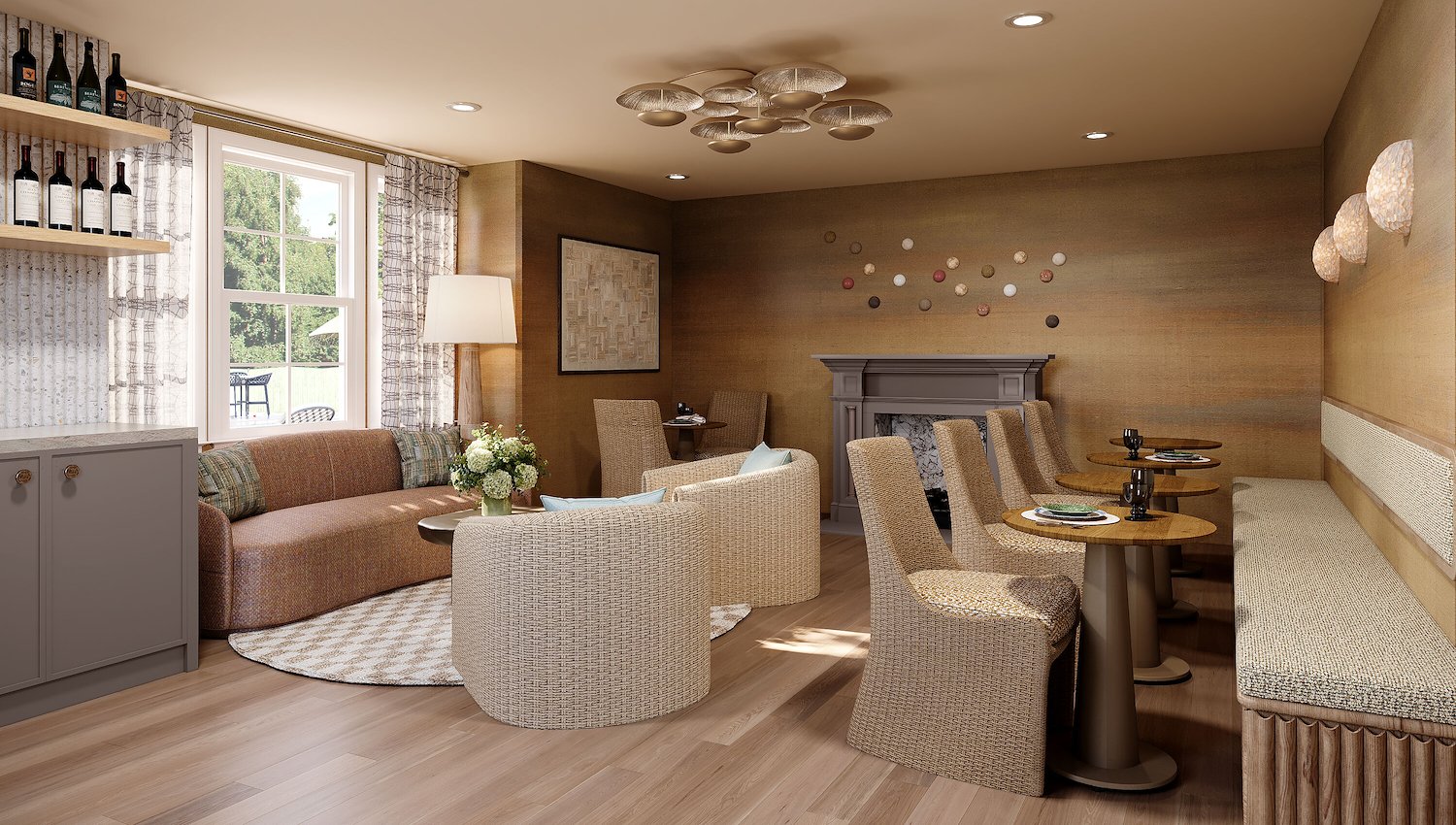 Cozy lounge and dining area at Shore Haven, Falmouth, MA