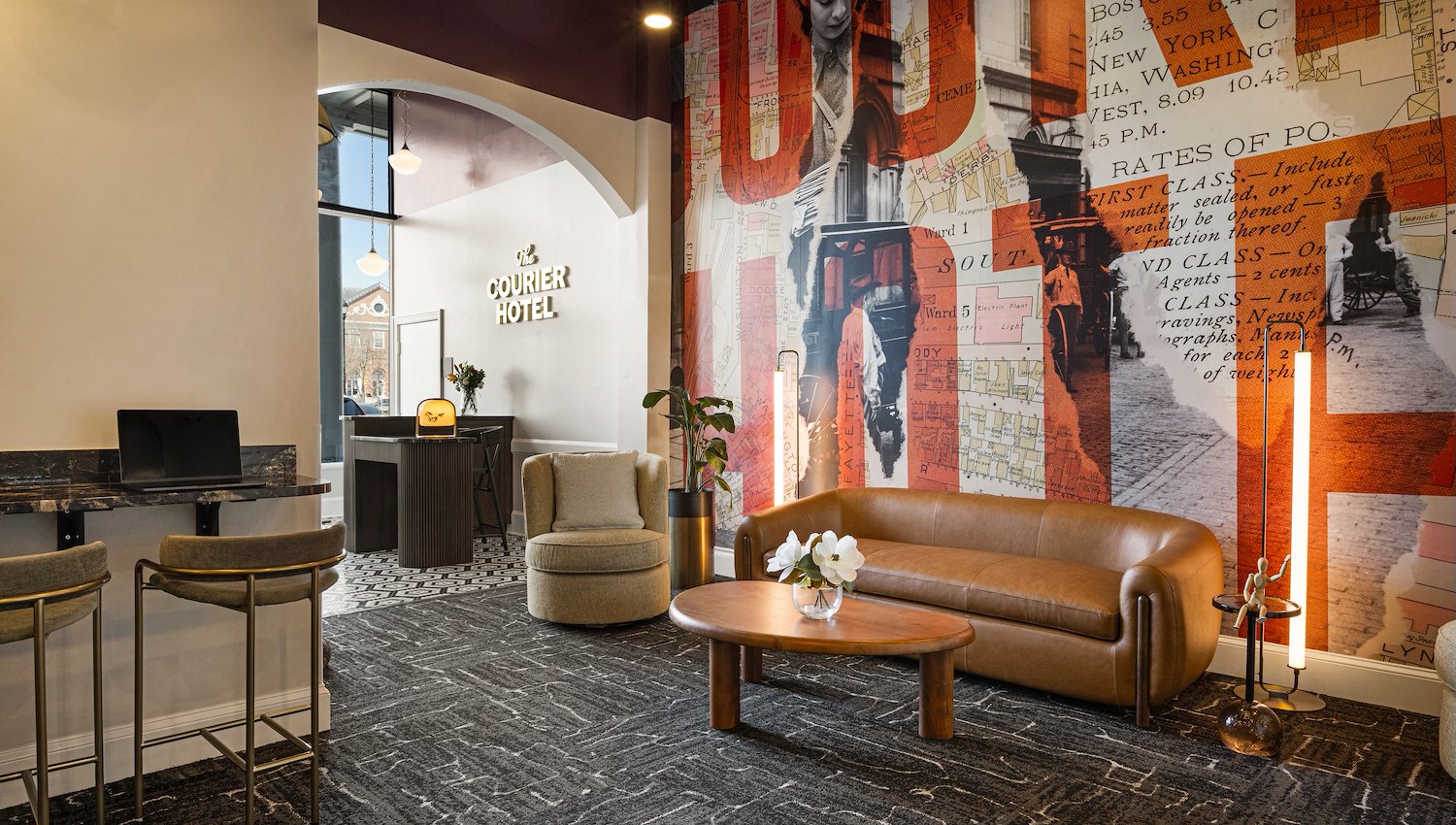 The Lobby at The Courier Hotel in Salem, MA