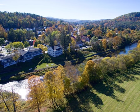 The Shire Woodstock, Vermont behind the Ottauquechee River