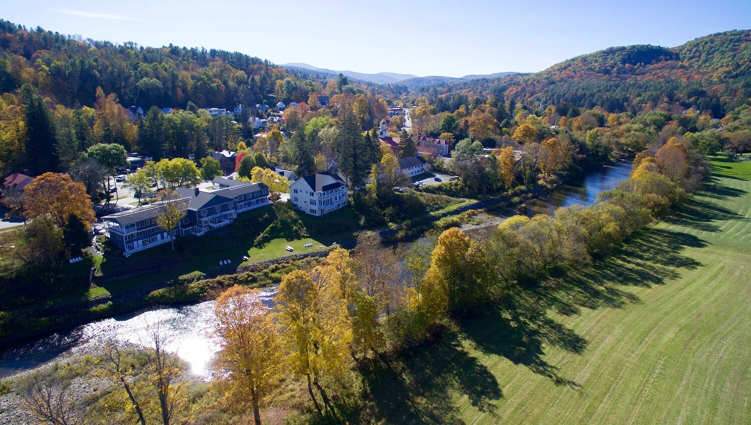 The Shire Woodstock, Vermont behind the Ottauquechee River