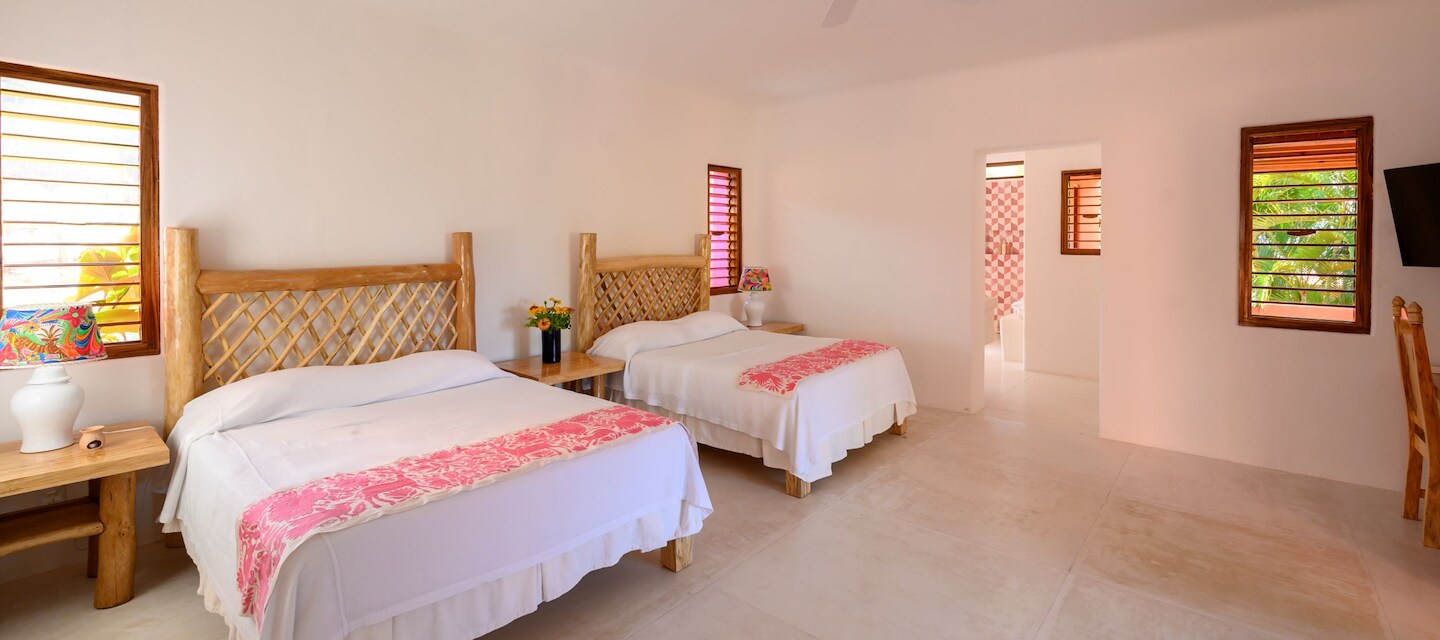 A small terrace with a jacuzzi and towels, Las Alamandas Resort, Costalegre, Jalisco
