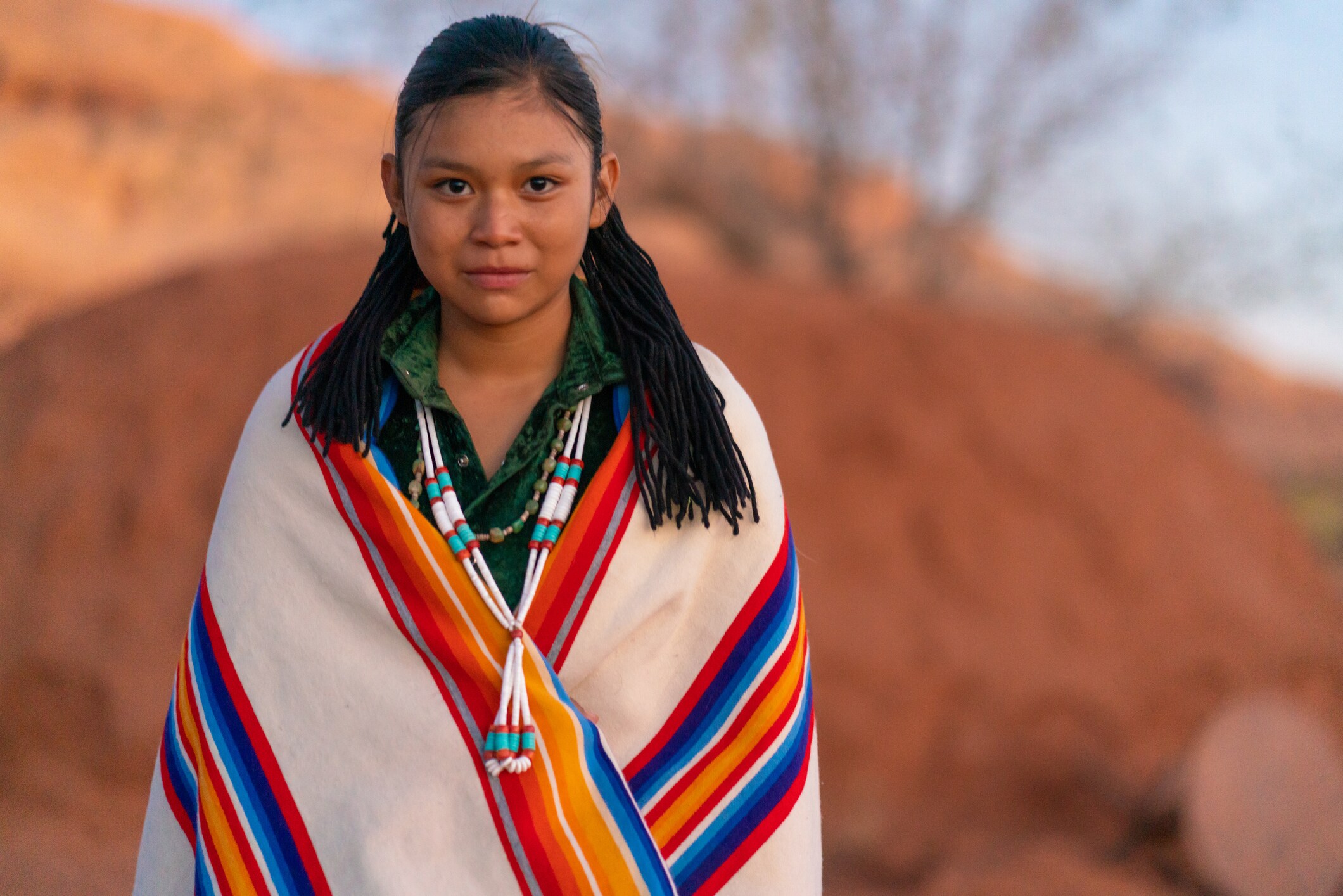 Woman in a Cultural Dress at Albuquerque, New Mexico