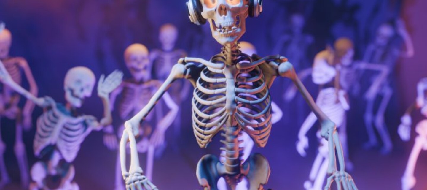 Skeleton DJ at Allegria Hotel Halloween Party