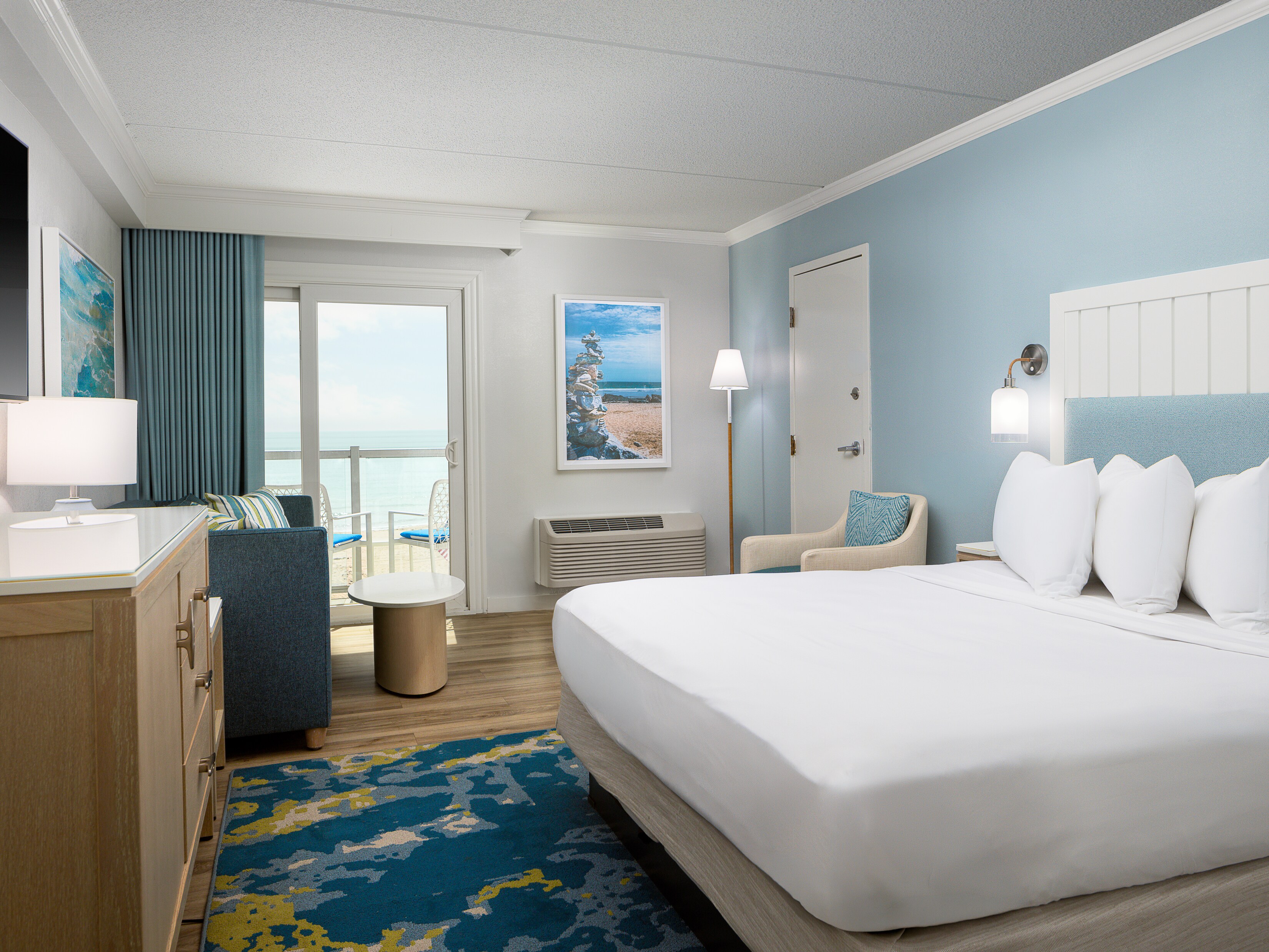 Oceanfront Room with One King Bed and Balcony at Ashworth By The Sea, New Hampshire