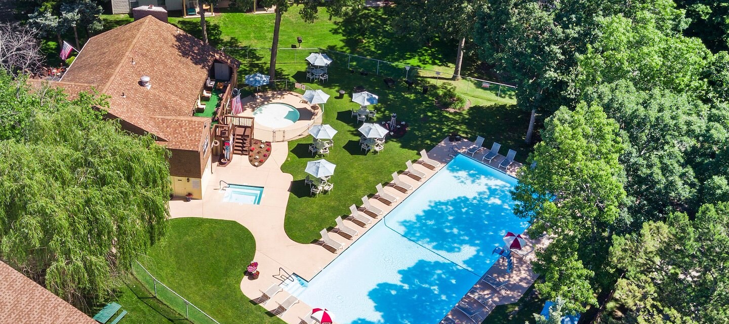 Spacious pool area at California Apartments in Absecon, NJ.