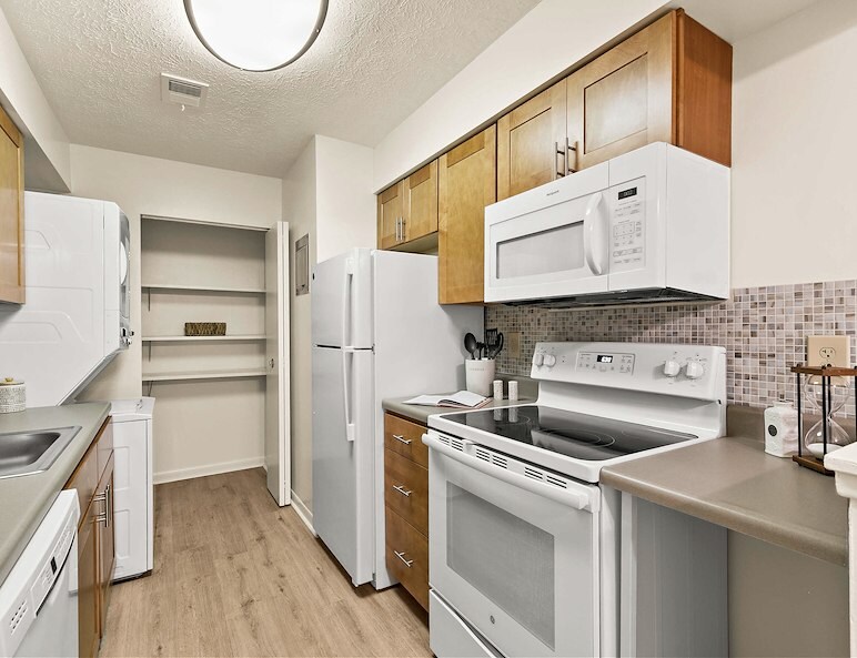Contemporary kitchen at Country Club Apartments in Huntington, WV