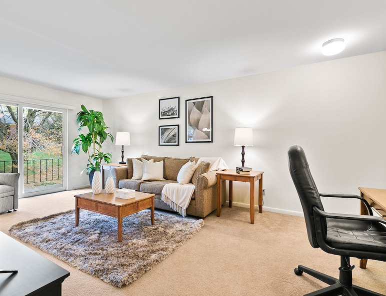 Furnished living room at Gateway Apartments in Edwardsville, PA