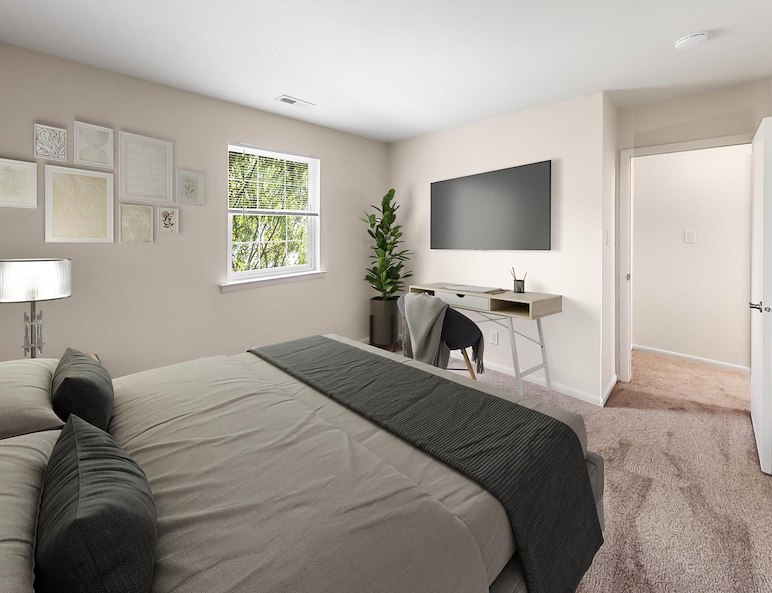 Virtually staged bedroom at Manor House Apartments in Lancaster, PA