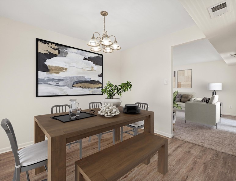 Virtually staged dining room at Manor House Apartments in Lancaster, PA
