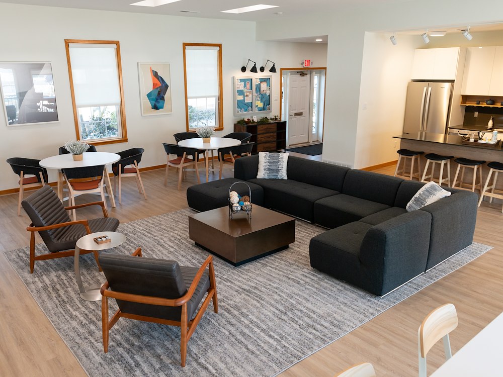 The Community Building also includes a kitchen for convenient food preparation and setup.
