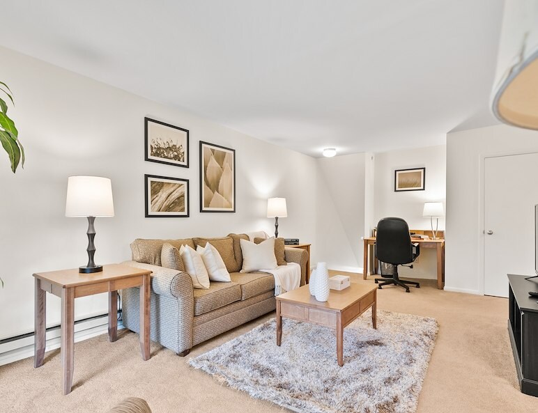 Furnished living room at Manor House Apartments in Lancaster, PA
