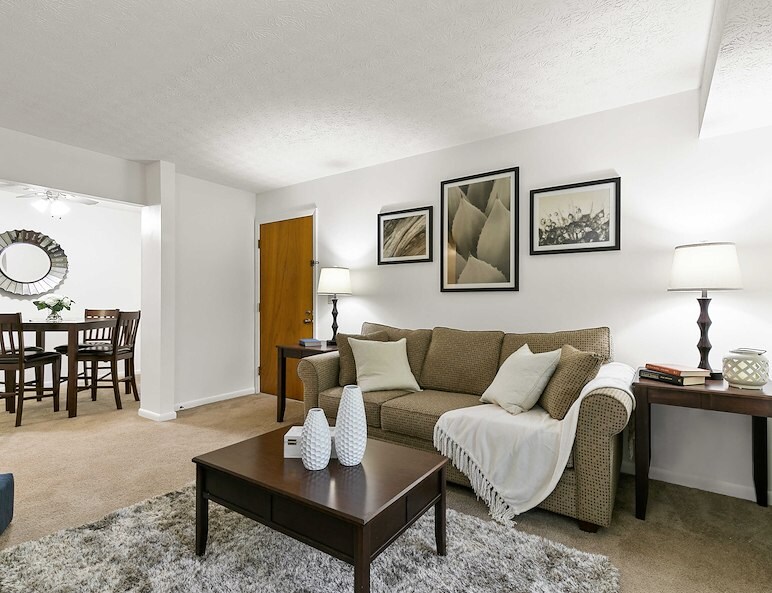 Furnished living room at Pikeview Manor Apartments in Beckley, WV