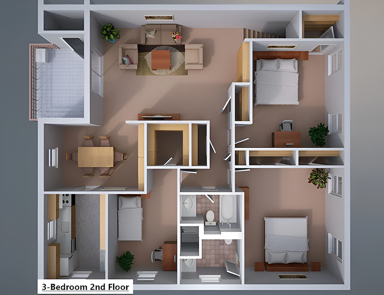 3 bedroom second floor apartment, Powder Mill Apartments, York, Pennsylvania