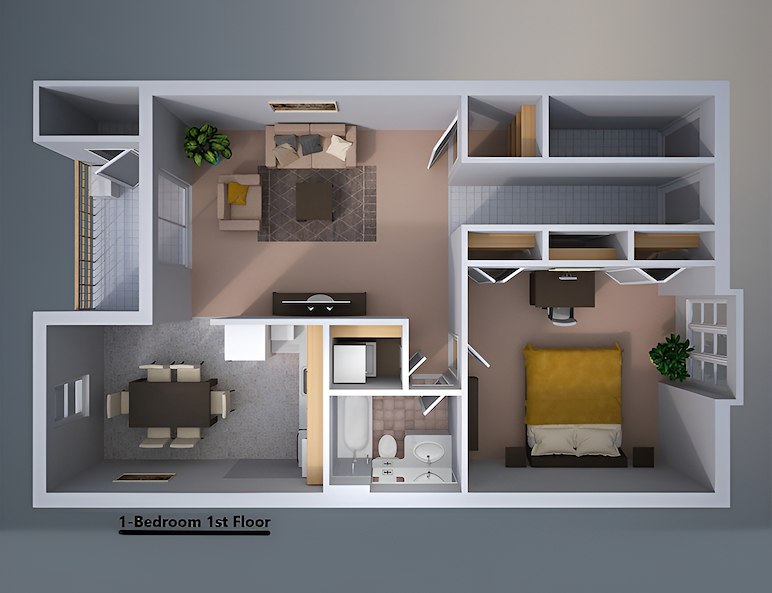 1 Bedroom First Floor Plan At Powder Mill Apartments In York Pennsylvania