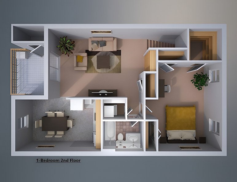 1-bedroom second floor apartment, Powder Mill Apartments, York, Pennsylvania