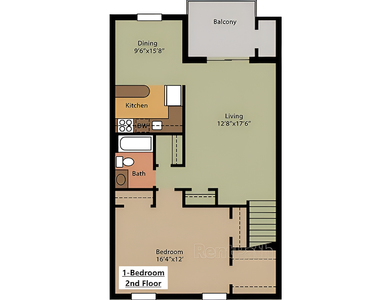 one bedroom second floor apartment, Powder Mill Apartments, York, Pennsylvania