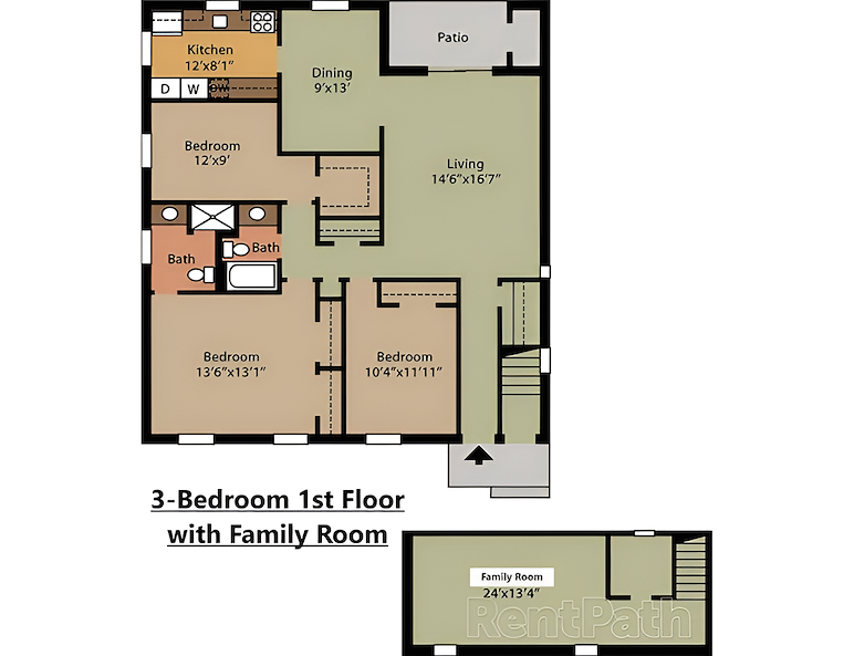 3-bedroom first floor apartment, Powder Mill Apartments, York, Pennsylvania