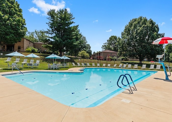 A pool at the park at the edge of the property, Powder Mill Apartments, York, Pennsylvania