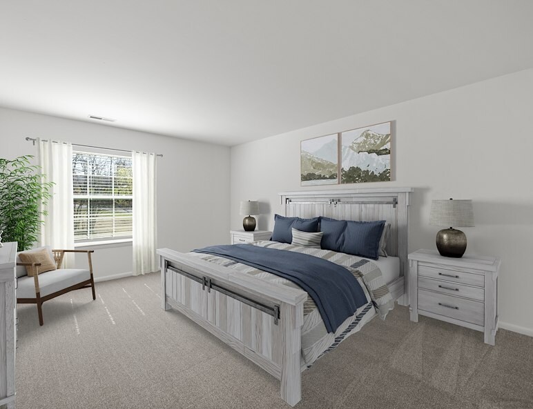 Bedroom with king sized bed at Roxalana Hills Apartments, Dunbar, WV
