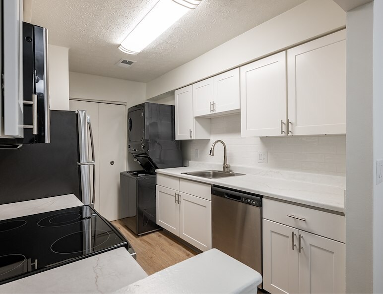 A kitchen with stainless steel appliances, Roxalana Apartments, Dunbar, West Virginia