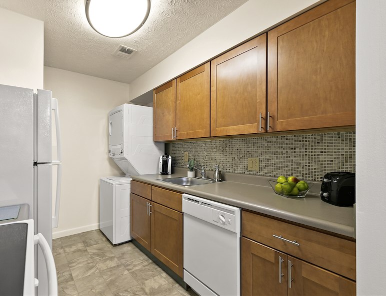 Furnished kitchen at Roxalana Hills Apartments in Dunbar, WV