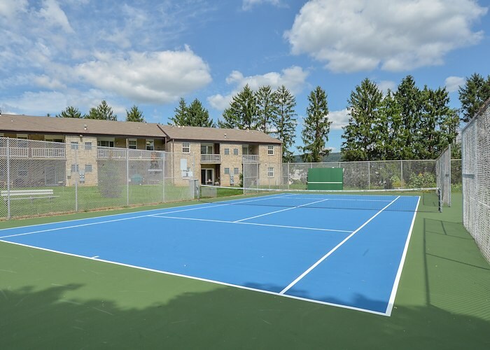 A tennis court at the park at the village at Springetts Apartments in York, Pennsylvania