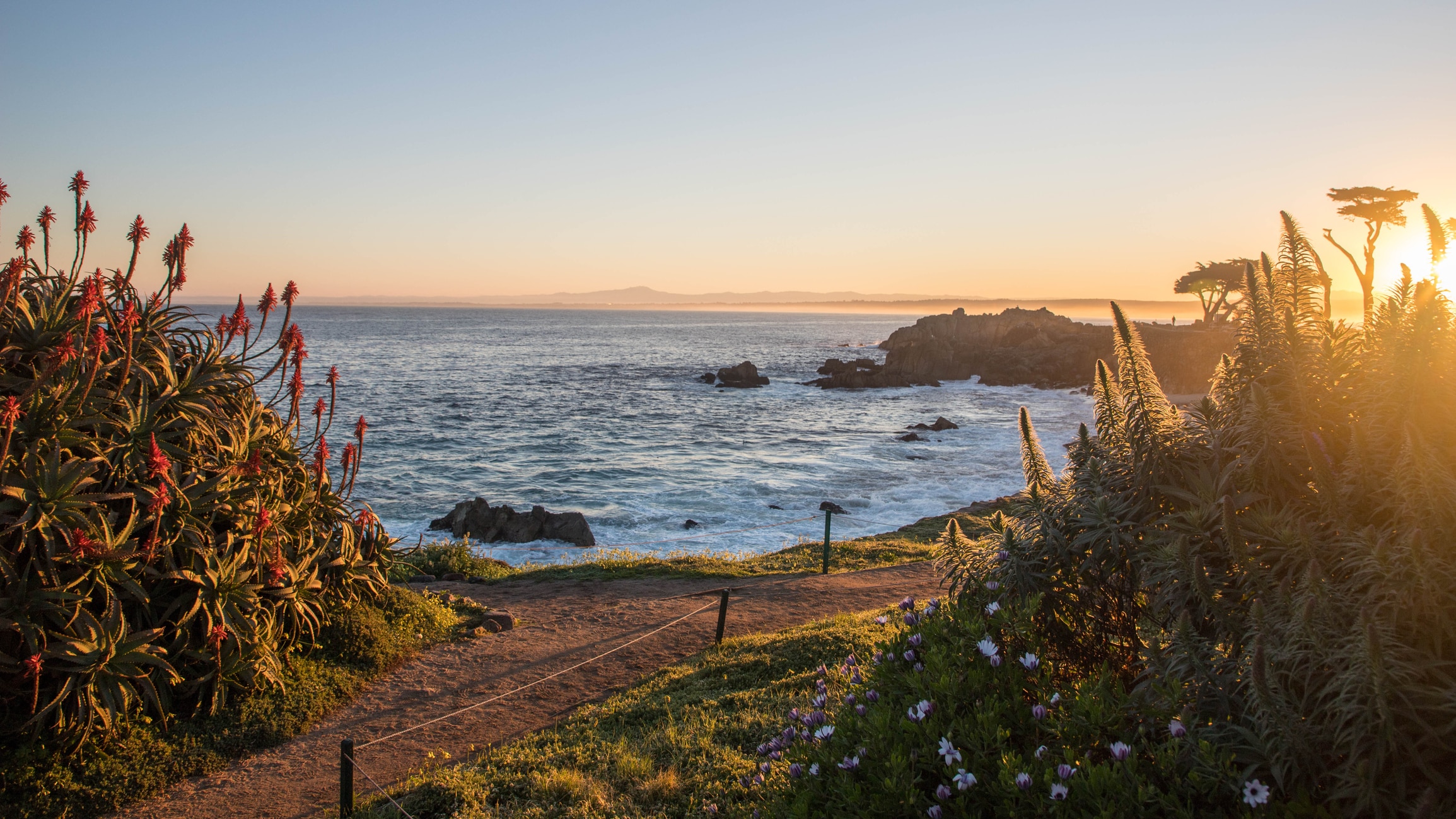 Sunset over the coast near Days Inn Monterey Fisherman's Wharf/Aquarium, CA.