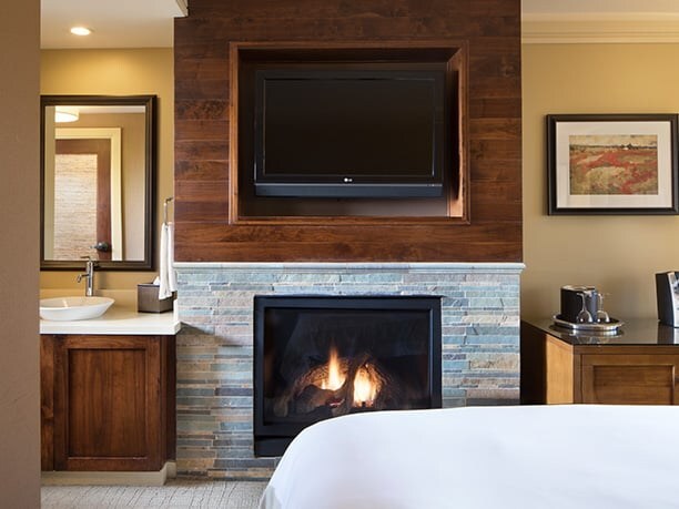 guest room with fireplace