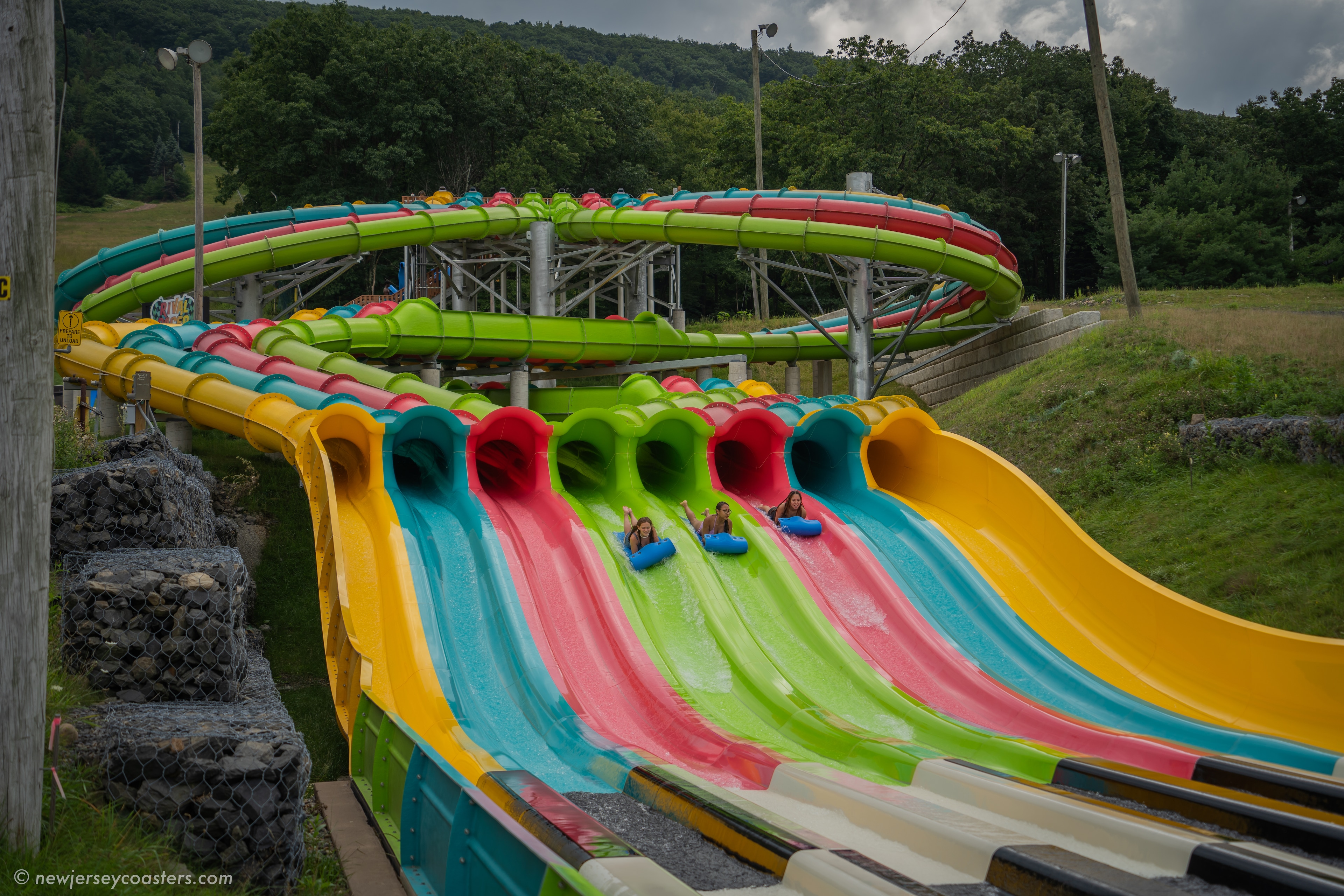 Racing down colorful water slides for a thrilling day at Camelback Resort