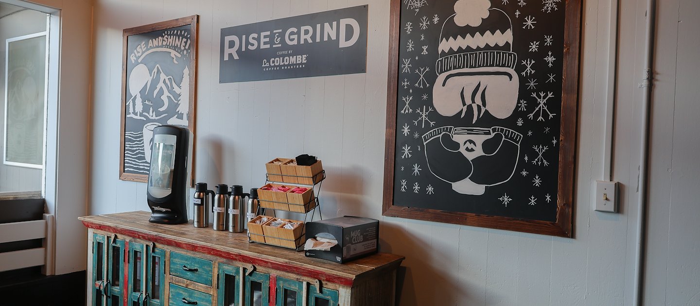 Rise & Grind coffee kiosk by La Colombe at Camelback Resort, Tannersville