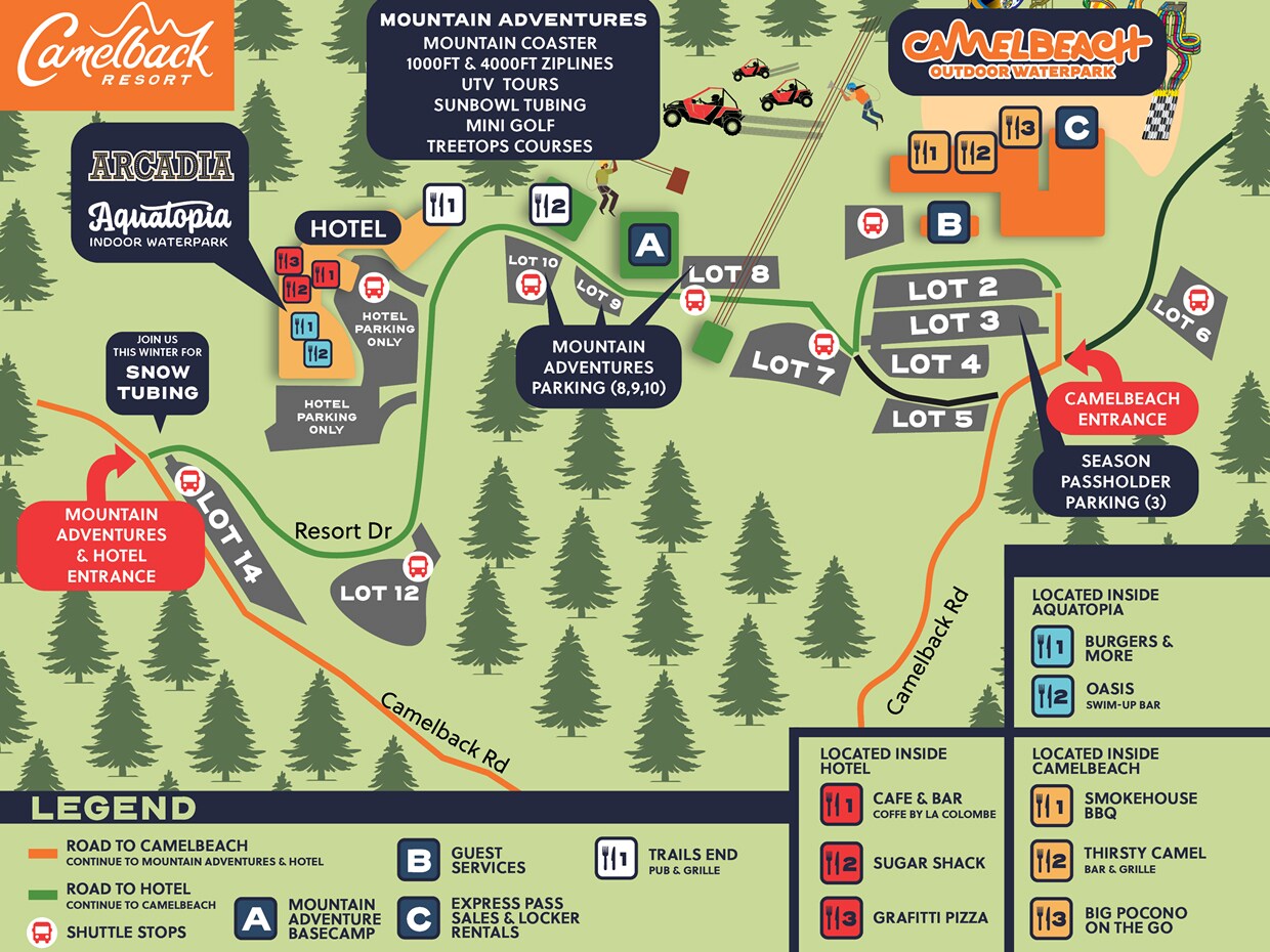 Camelback Maps Camelback Resort - Camelback Resort Map With Parking Routes And Key Spots