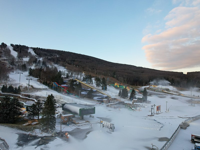 overview shot of Camelback Resort in winter